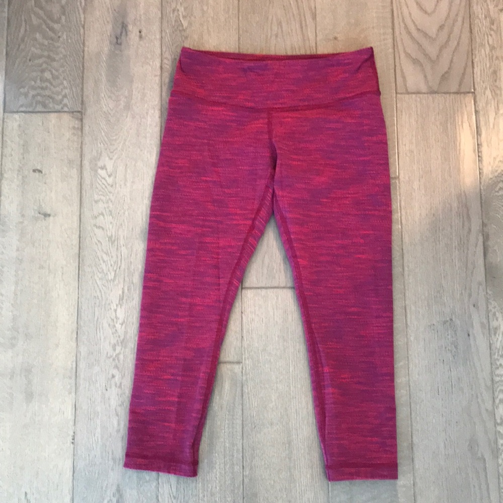 Size 4 Lululemon Red/Pink Cropped Leggings
